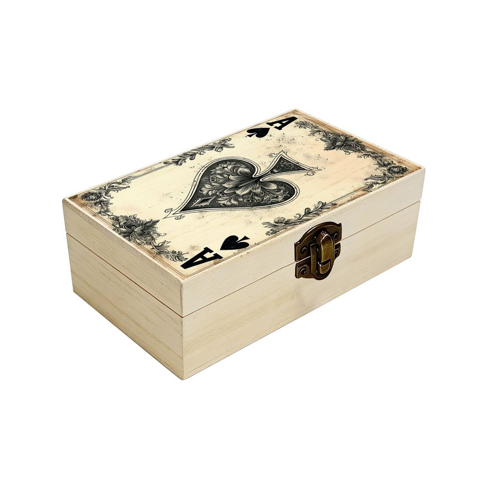 TEMU 1pc Retro - Style Wooden Storage Box With Illustration, Gift Storage Box, Trinket Organizer, Keepsake Box For Card Collection, Jewelry Storage,