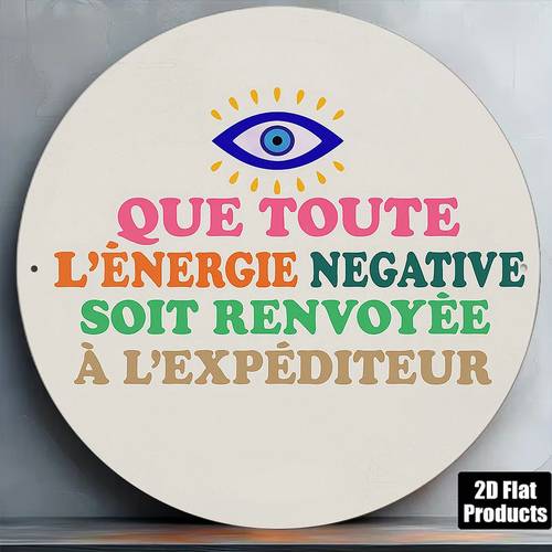 item picture 2d flat 1pc 8 x 8 inches 20 x 20 cm 2d flat circular aluminum sign vintage decorative plaque with banishing negative energy message decor suitable for study office entryway decoration or gift