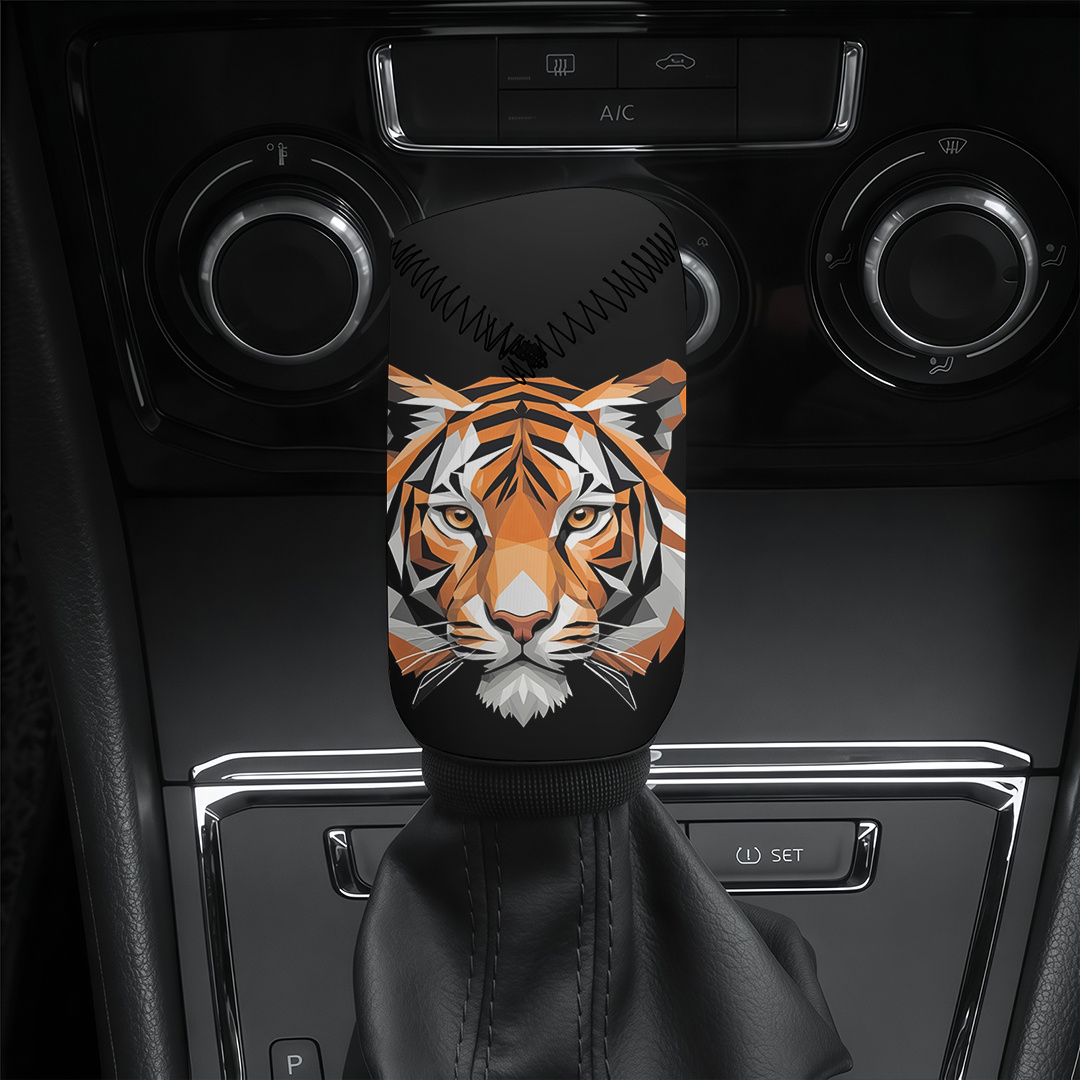 TEMU Cool Geometric Pattern Car Gear Shift Cover, Solid Black Background, Soft And Comfortable Gear Shift Cover, Anti-slip And Wear-resistant,