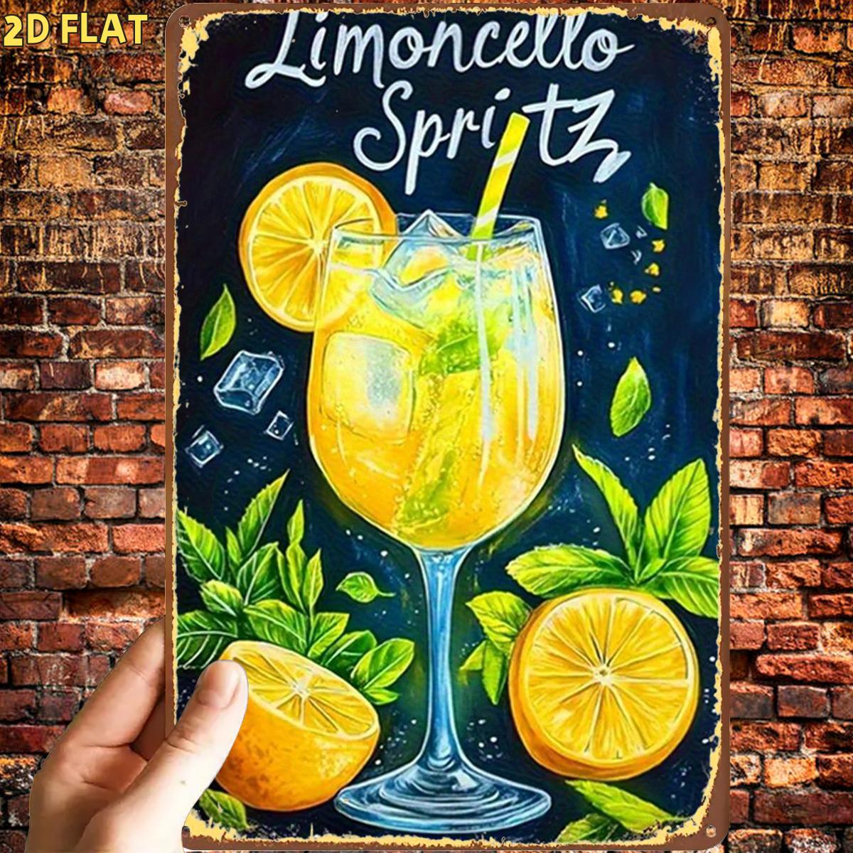 2d Flat, 1pc, Funny Limoncello Drink Art Print Metal Iron Sign, Pre-drilled Holes, Suitable For Indoor, Garden, Outdoor, Home, Office, Toilet Decoration