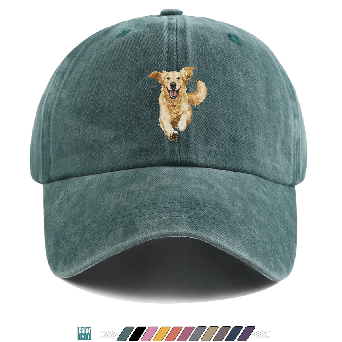 TEMU 1pc Golden Retriever Running Print Baseball Pattern Sun Hat Fashion Casual All-match Unisex Adjustable Duckbill Outdoor Walking, Dog Walking,