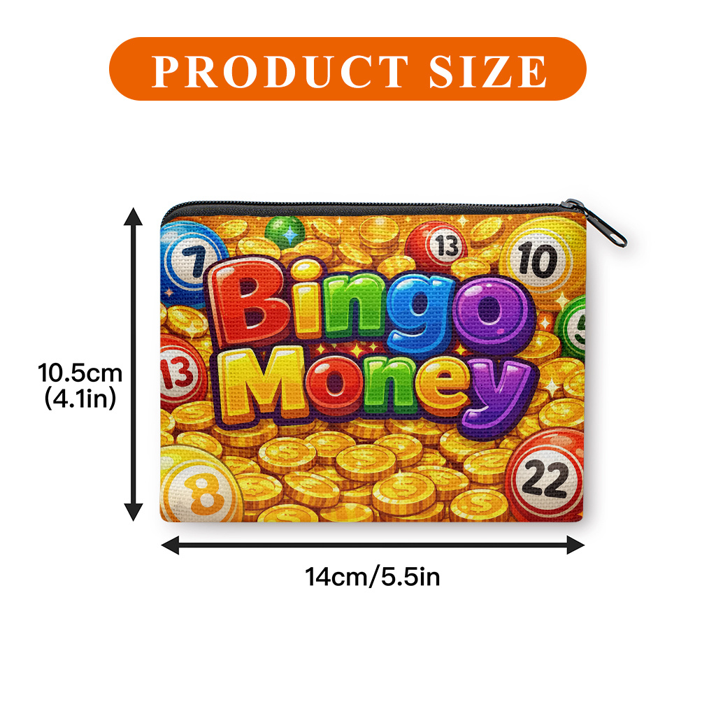 TEMU Colorful Bingo & Coin Print Coin Purse With Zipper Closure - Portable Suitable For , Keys, Cards, Earphones Storage Bag, Compact Money Holder