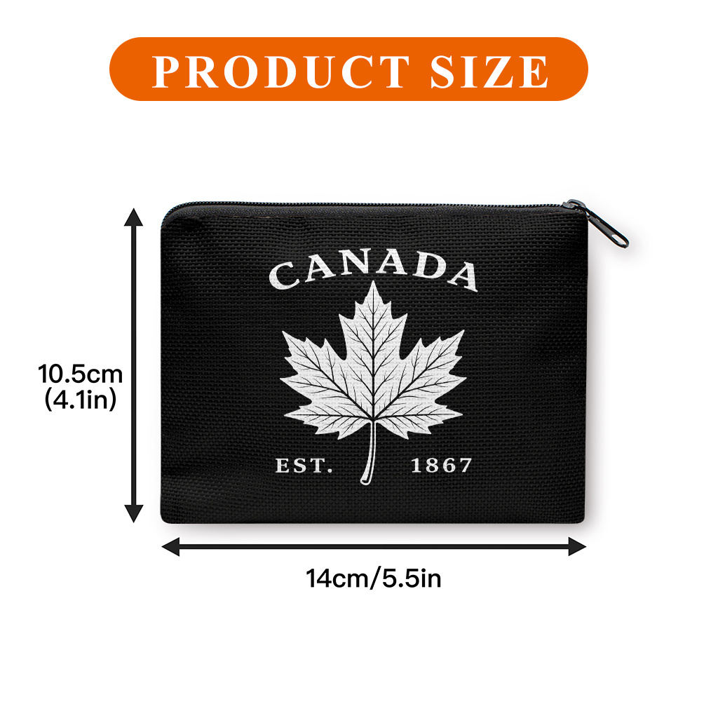 TEMU Coin Purse Suitable For , Portable Zipper Wallet With Maple Leaf Print, Compact Money Holder For, Keys, Cards, Earphones, Machine Washable Gift