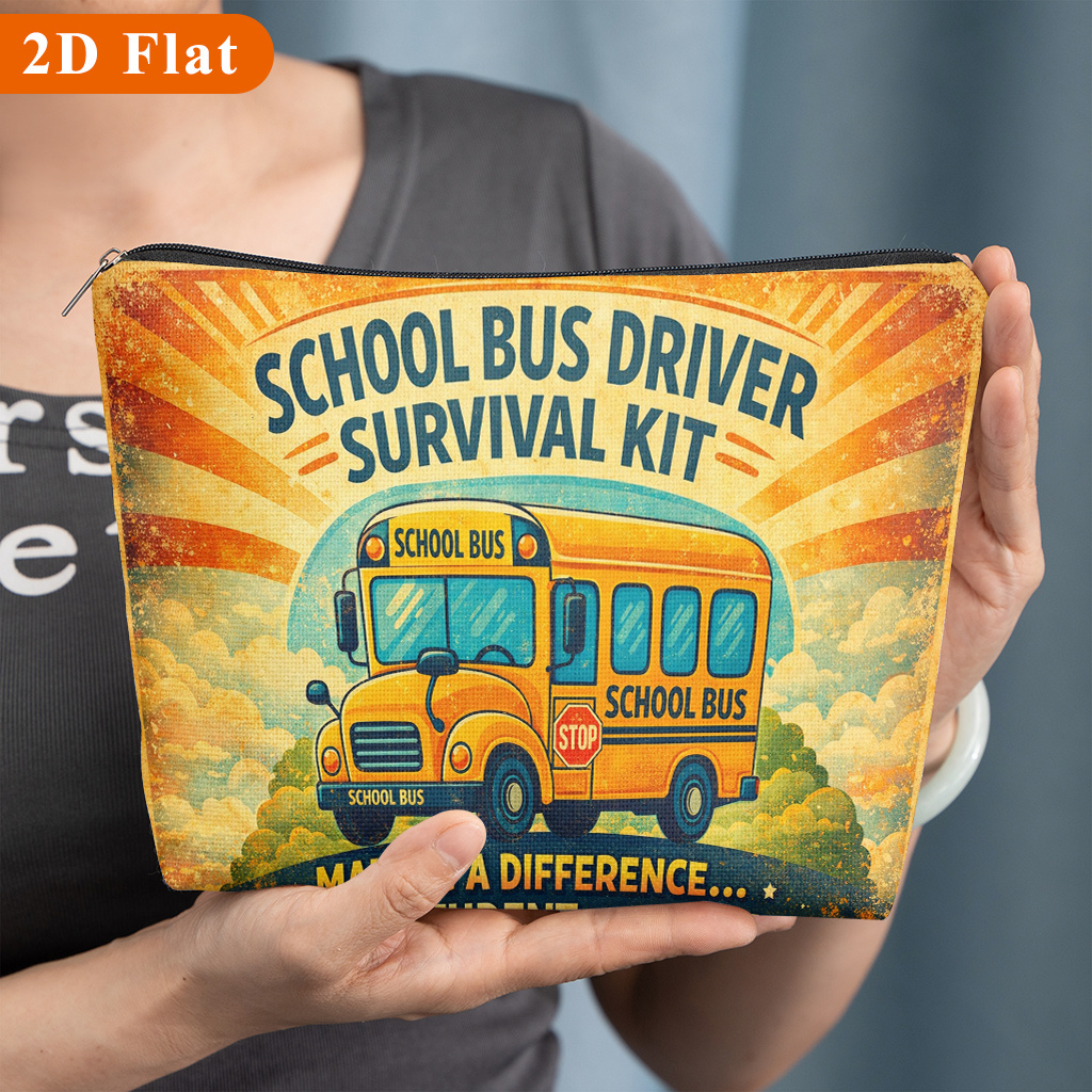 TEMU Trousse de maquillage Guide de survie du de bus scolaire - Élégante, adaptée aux voyages, à , au rangement en dortoir pour femme, avec un design
