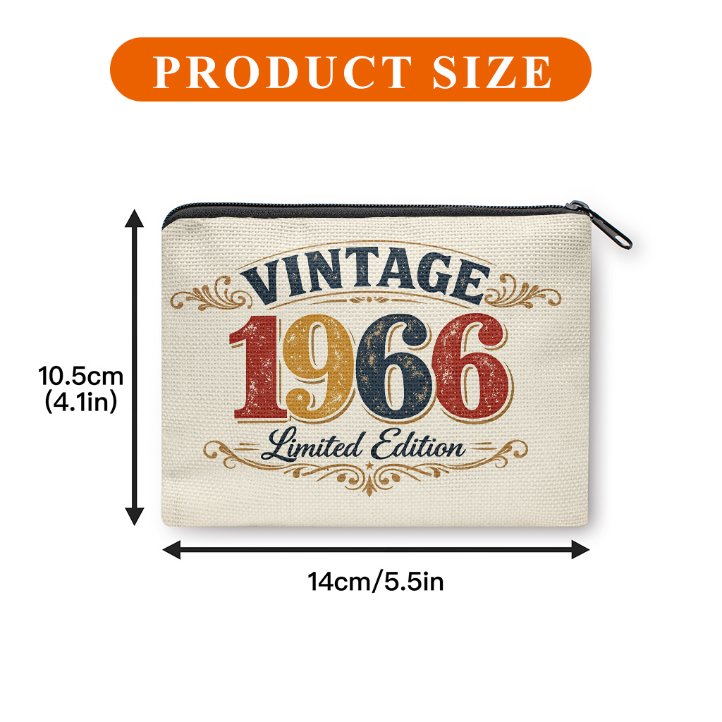 TEMU Vintage de Edición con Estampado, un Pequeño Bolso Portátil con Cremallera para Monedas, Llaves, Tarjetas y Auriculares, Portátil para Cambiar