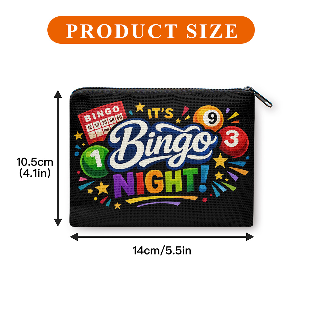 TEMU Bingo Print Coin Purse Suitable For , Portable Zipper Wallet With Bingo Card, Machine Washable Fabric Money Holder For, Keys, Cards, Earphones -