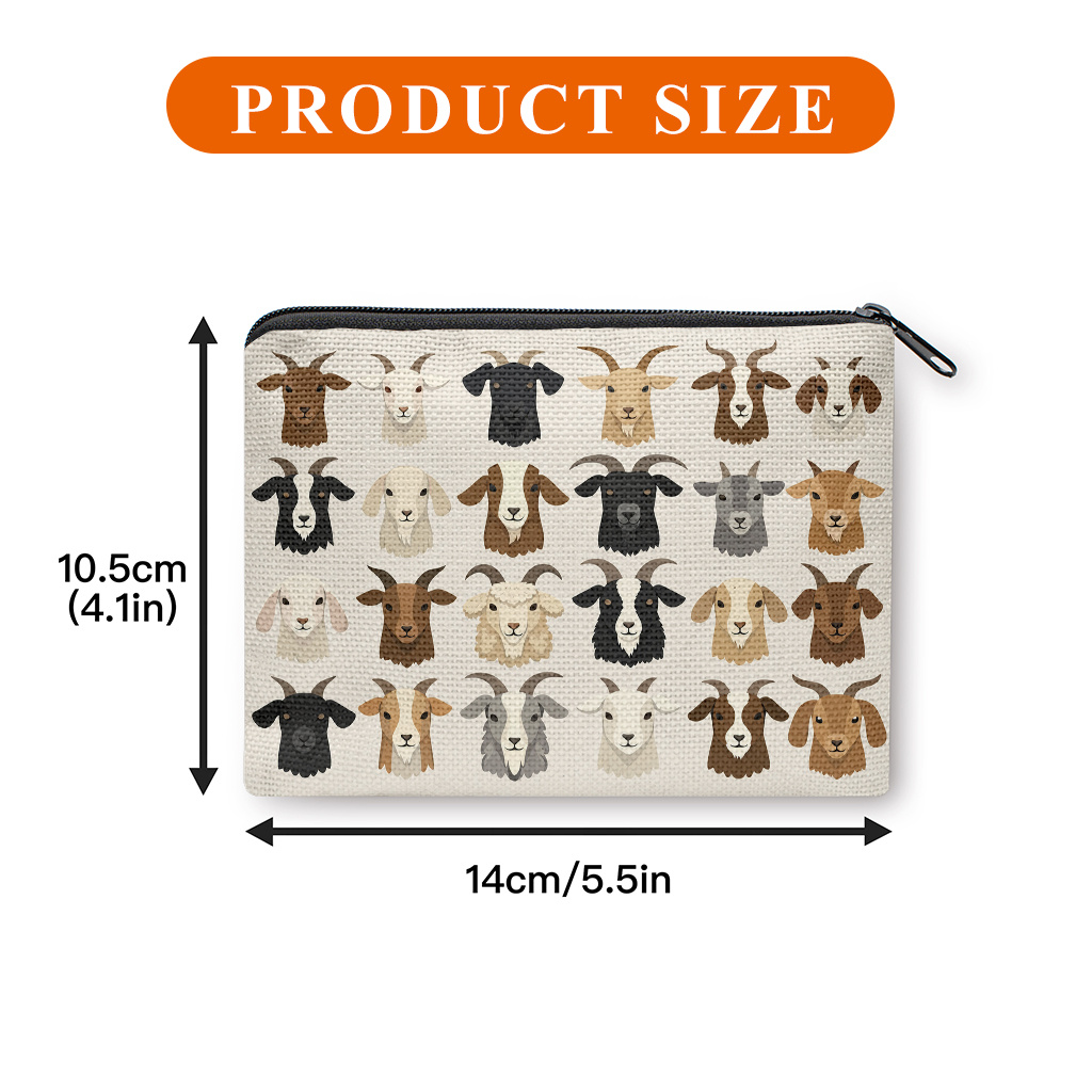 TEMU Coin Purse Suitable For, Keys, Cards & Earphones - Portable Zipper Wallet With Goat, Compact Money Holder For Cash, Gift For , Machine Washable