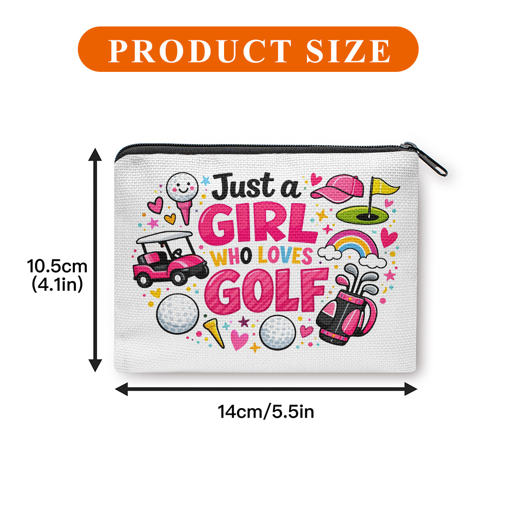 TEMU Golf-themed Coin Purse Suitable For , Portable Zipper Wallet With Golf Cartoons Print, Machine Washable Fabric Bag For, Keys, Cards, Earphones -