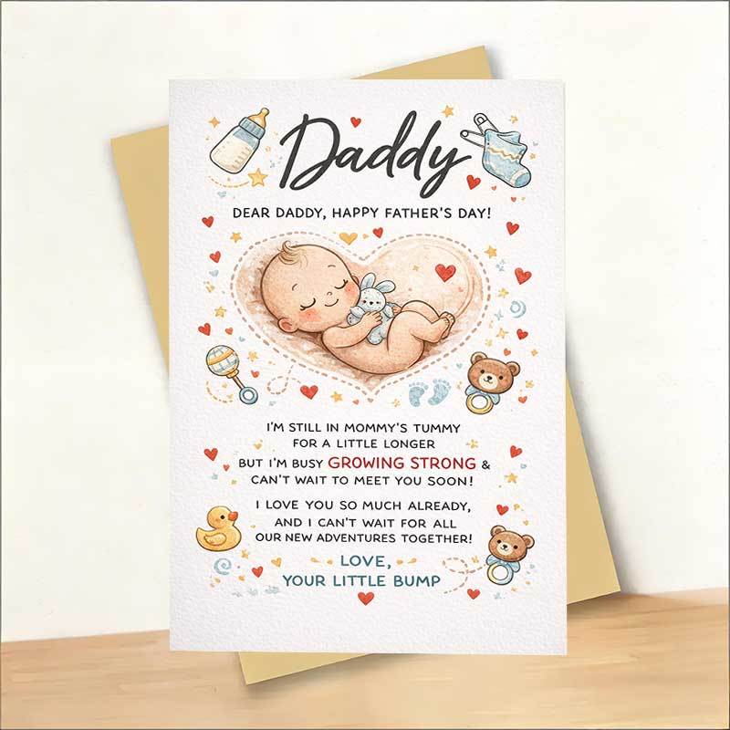 TEMU 1pc Father's Day Card From Bump To Dad Cute Baby And For Expectant Father From Mom To Husband Pregnancy Reveal Gift For New Dad Celebration