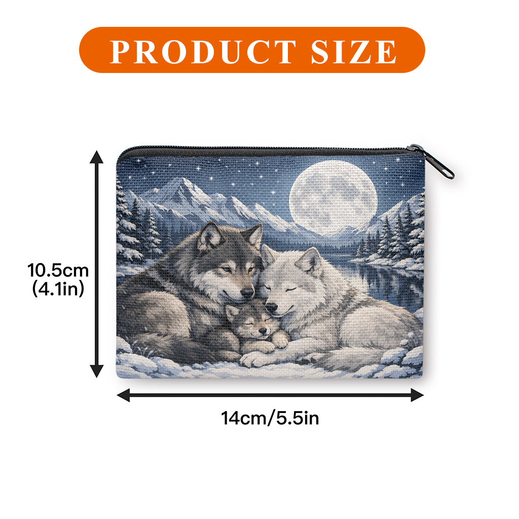 TEMU Coin Purse 1pc, Wolves Cuddling Print Coin Purse, A Small Portable Zipper Bag For Coin, Key, Card & Earphones, Portable Change Purse, Small Item