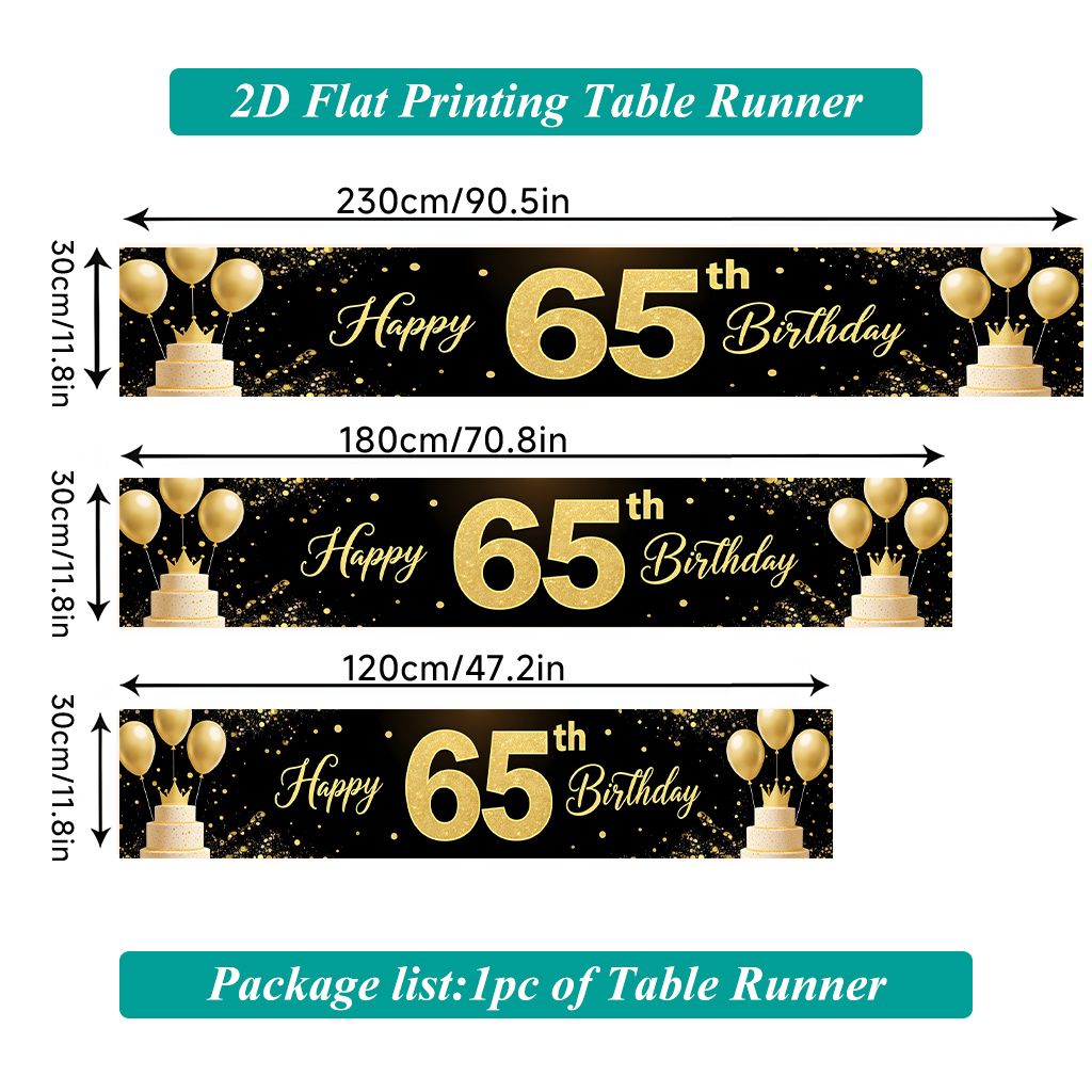 TEMU 2d Flat Printing Table Runner 1pc, Th Birthday Celebration Polyester Rectangular Table Runner, Suitable For Dining Tables, Kitchens, Outdoor