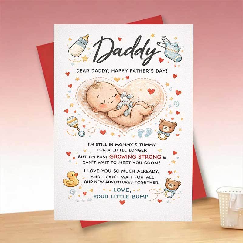 TEMU 1pc Father's Day Card From Bump To Dad Cute Baby And For Expectant Father From Mom To Husband Pregnancy Reveal Gift For New Dad Celebration