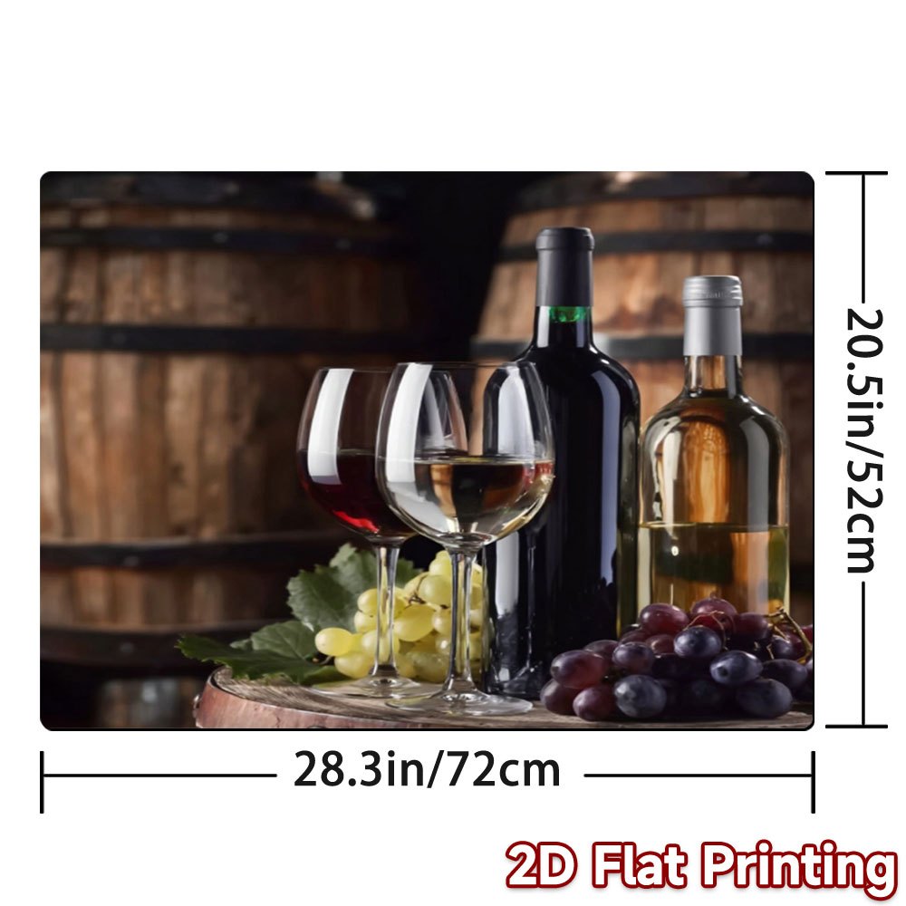 TEMU 1pc, 2d Flat Printing Stove Protection Mat Wine And Grapes Scene, Perfect To Fit Any Kitchen, Washing Machine, Oven Mat, Home Decor, Holiday