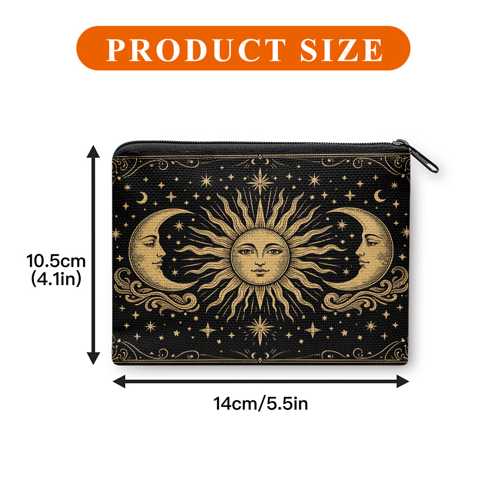 TEMU Coin Purse, Sun Stars Decor Print Coin Purse, A Small Portable Zipper Bag For Coin, Key, Card And Earphones, Portable Change Purse, Small Item
