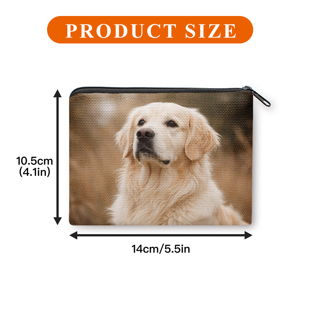 TEMU Coin Purse 1pc, Golden Retriever Dog Print Coin Purse, A Small Portable Zipper Bag For Coin, Key, Card & Earphones, Portable Change Purse, Small