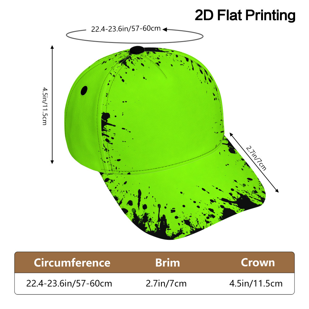 TEMU 1 pièce, Casquette de baseball à imprimé Halloween Green Splash_00001 – Casquette bec de canard légère en polyester, coupe ajustable, pour les