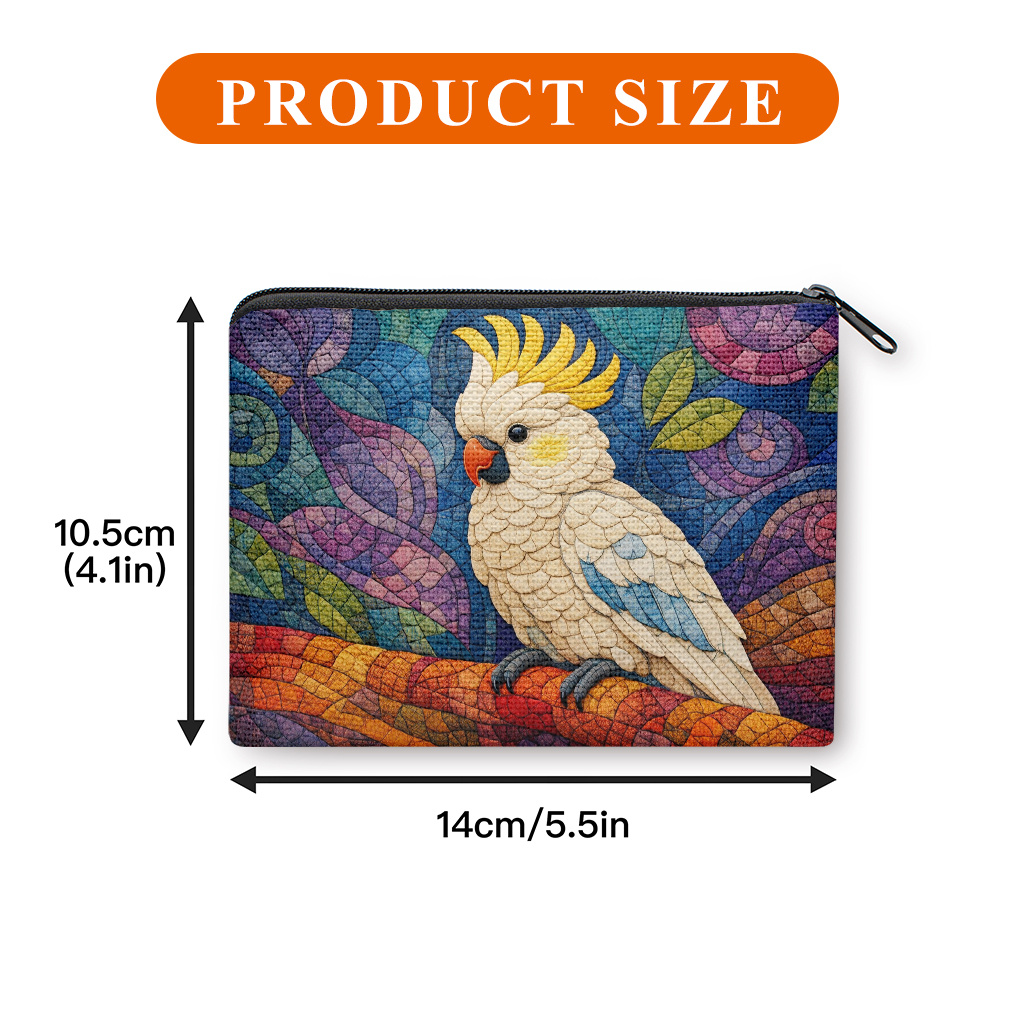 TEMU Coin Purse, With Vibrant Feathers Print Coin Purse, A Small Portable Zipper Bag For Coin, Key, Card And Earphones, Portable Change Purse, Small