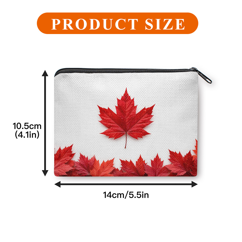 TEMU Maple Print Coin Purse With Zipper Closure - Portable Suitable For, Keys, Cards & Earphones Storage Bag, Compact Money Holder For Cash, Gift For