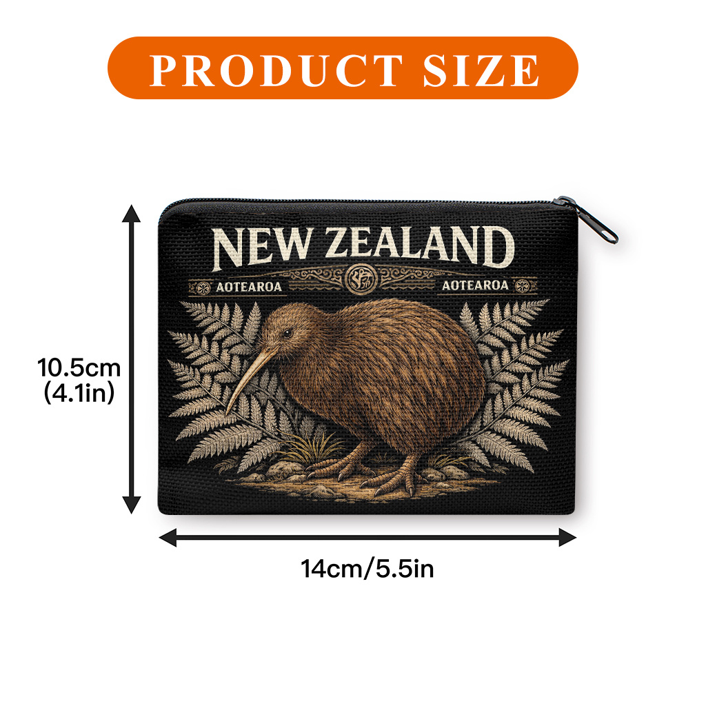TEMU Coin Purse, Kiwi Fern New Zealand Print Coin Purse, A Small Portable Zipper Bag For Coin, Key, Card And Earphones, Portable Change Purse, Small