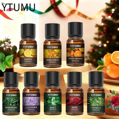 imagen del artículo juego de aceites esenciales , set de 4/6/8 botellas de aceite para difusores, velas aromáticas, quemadores, piedras difusoras, humidificadores, regalos festivos - lavanda, rosa, , , , , , limón, (10ml/botella)
