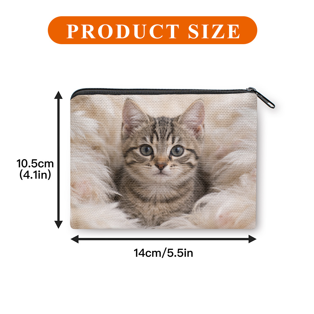 TEMU 【商品名】コインパース、ふわふわの巣にキュートな子猫プリントのコインケース、小型ポータブルバッグ（コイン、鍵、カード、イヤホン用）、携帯用お金入れ、小物収納バッグ、女性と男性へのギフト