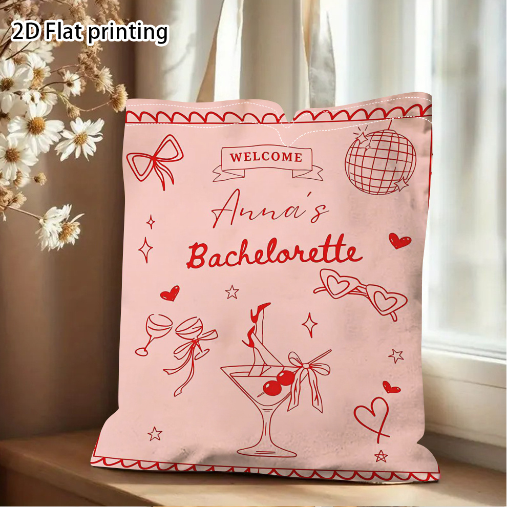 TEMU Plat 2D, 1 pièce Sac fourre-tout personnalisé, Imprimé " à l'enterrement de vie de fille", Cadeau personnalisé pour nuptiale, Parfait pour de