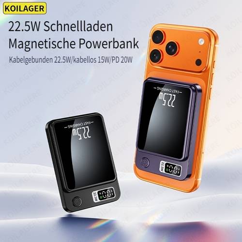 verbessertes magnetisches kabelloses ladepad 10000mah, großes fassungsvermögen, ultradünn, , pd20w schnellladung, für iphone 17 pro/16 max/15/14/13 usb-22.5w -handys, tragbares ladegerät für outdoor-reisen, notfall-mobilstromversorgung