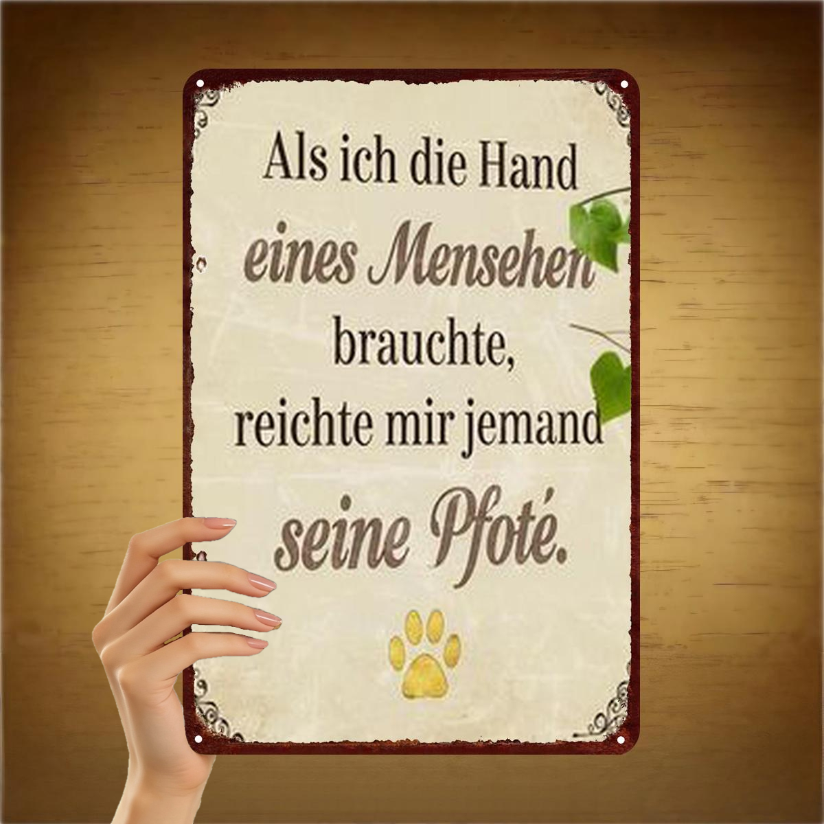 TEMU 2d Flat, 2d Flat 1pc, "vintage Metal Art Sign: 'when I Needed A Hand, Reached Out With Their Paw' – Dog Quote Decor" 8×12 Inch, 2d Flat