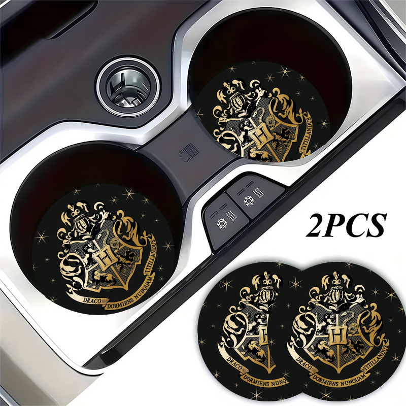 TEMU 2pcs Harry Potter Car Cup Coasters, , Easy To Clean, Heat-resistant Car Interior Design Additions, Best Holiday Gift For Men, Women And