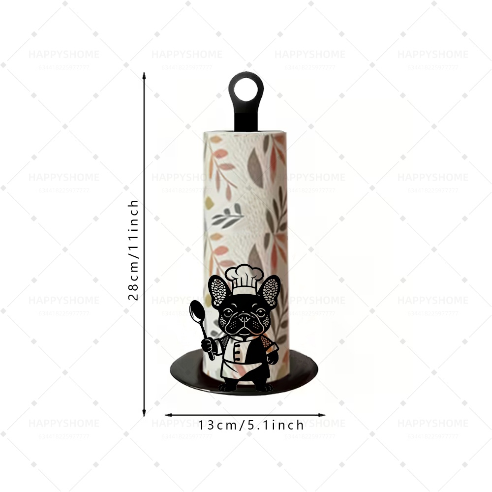 TEMU Metal Hollow French Bulldog Toilet Paper Holder, Using An Elegant Black Hollow , Suitable For Bathroom And Kitchen Decoration, Used Without