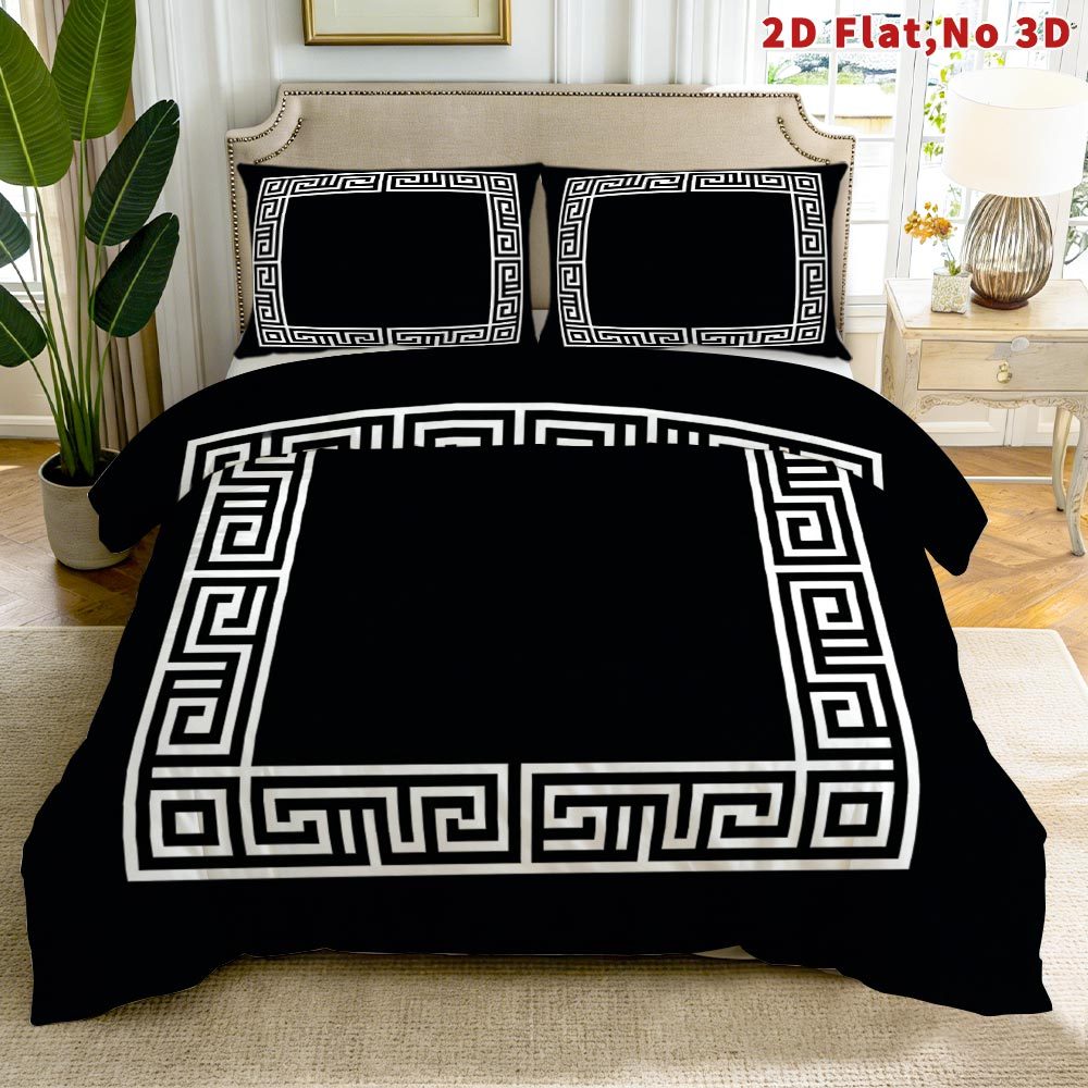 TEMU 2d Flat Geometric Pattern Duvet Cover Set Multiple Sizes Spring Suitable For Bedroom Guest Rooms All Ages Genders Comforter Cover Breathable