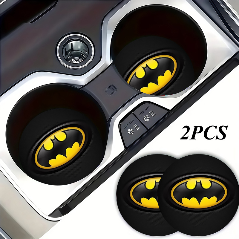 TEMU 2pcs Batman Car Cup Coasters, Cool, Universal Non-slip Cup Holders Embedded In Ornaments Coaster, Easy To Clean, Heat-resistant Car Interior