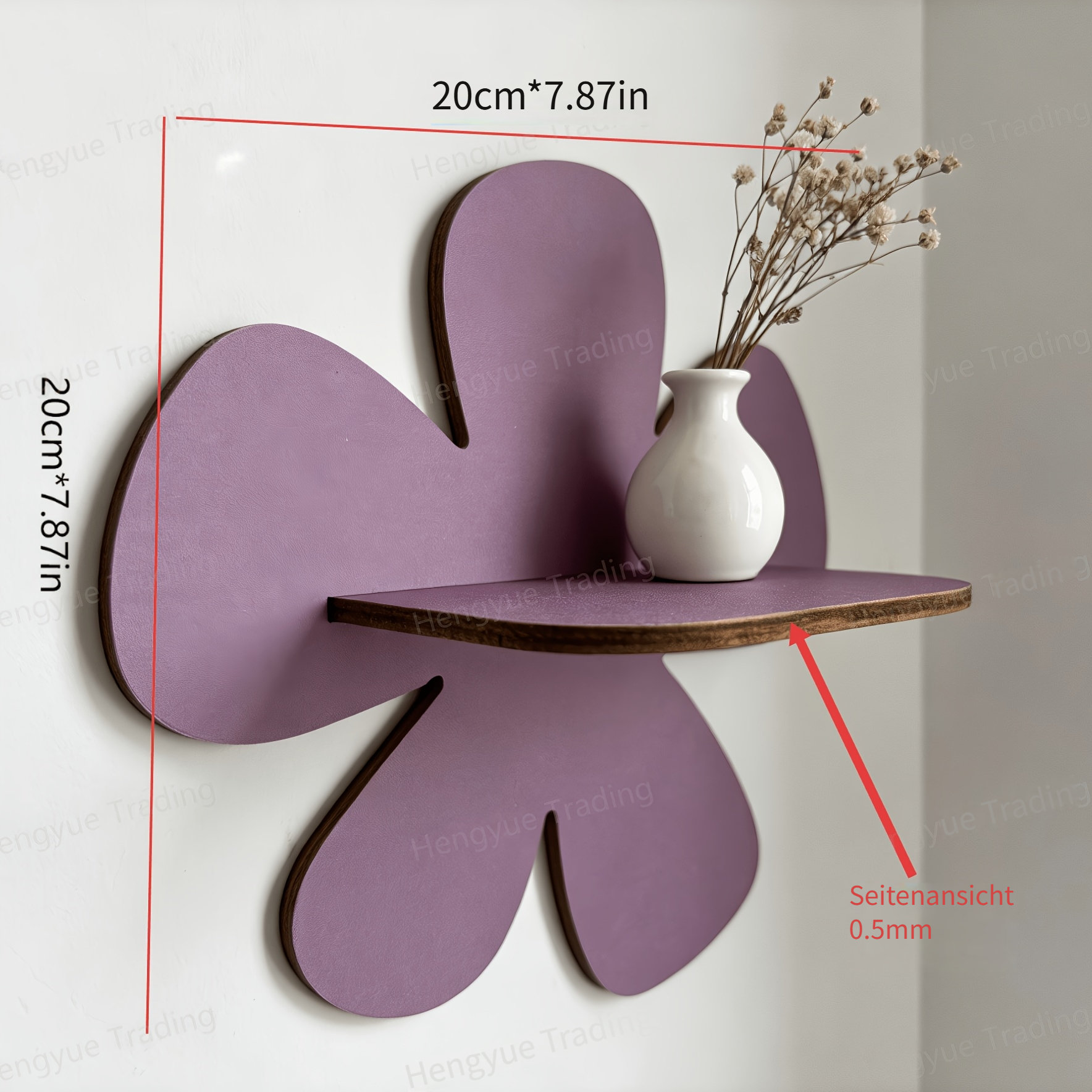 2D Flat Bohemian Style Pink-Purple Wall Shelf - Adjustable Wooden Display Rack for Home Decor, Living Room Plants, and Holiday Gifts, Adjustable Wall Shelf, Plant Wall Decor, Bohemian Wall Shelf, Pink-Purple Storage Rack, 2D Flat