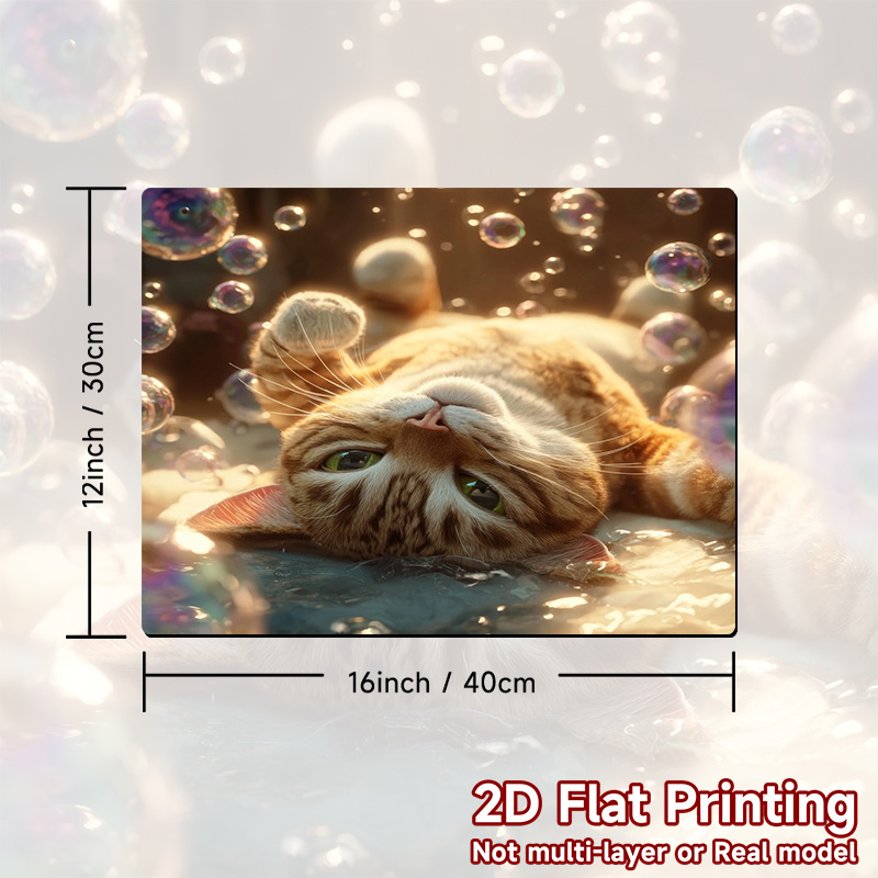 TEMU 1pc, Two-dimensional Flat Print, Protective Mat For Washing Machines Featuring A Cat Lounging In Bubbles, Made Of Polyester, Ideal For Home
