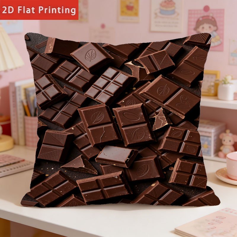 TEMU Chocolate Display Throw Pillow Cover, Double-sided Print Design, 100% Polyester Fabric, Soft And Durable, Hidden Zipper For Easy Detachment And