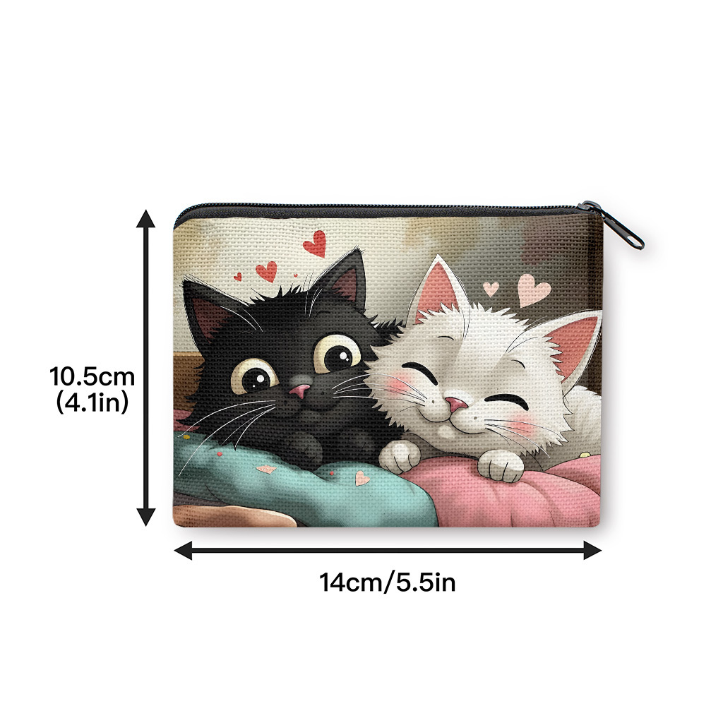 TEMU 【商品名】コインパース、可愛い猫が抱き合うコインケース、開閉、小型ポータブルヤホンコイン収納バッグ、便利なカードホルダー、軽量、女性と男性へのギフト