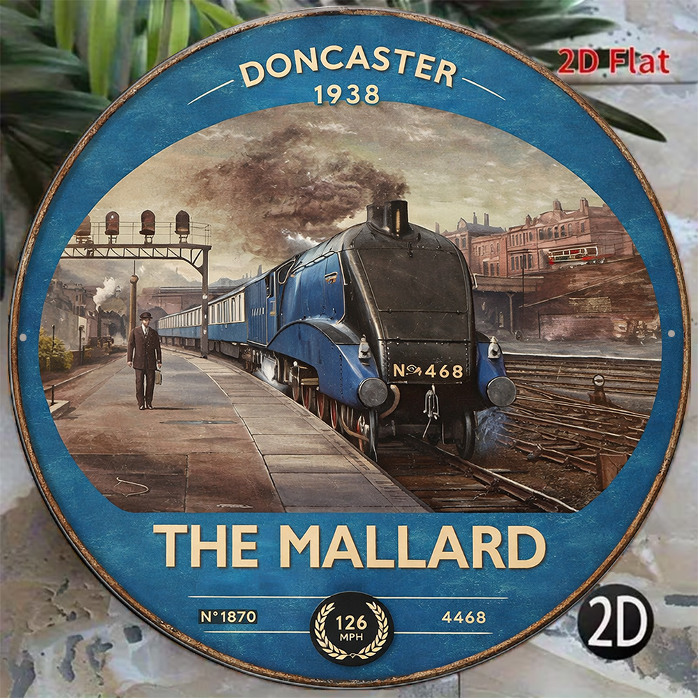 TEMU 2d Flat, Wooden Wild Duck Steam Train And 1938 Tangcaster Locomotive Retro Wall Sign, Suitable For Bars, Cafes, Offices, Retro Railway Style