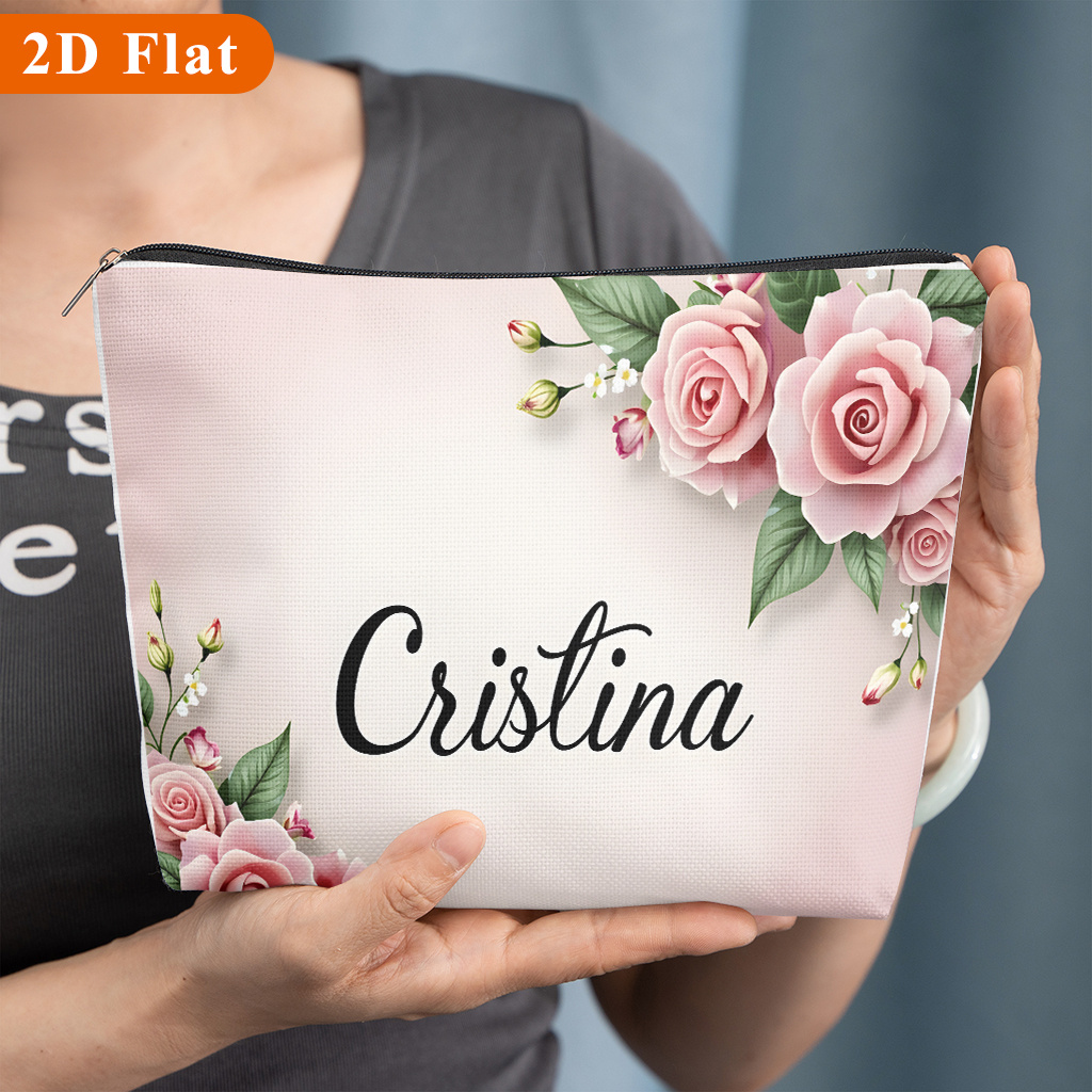 TEMU 1pc, With Rose Decoration, A Patterned Cosmetic Bag, Suitable For Storing Women' Products, Perfect For Travel, School, Dormitory, Or Home Use,
