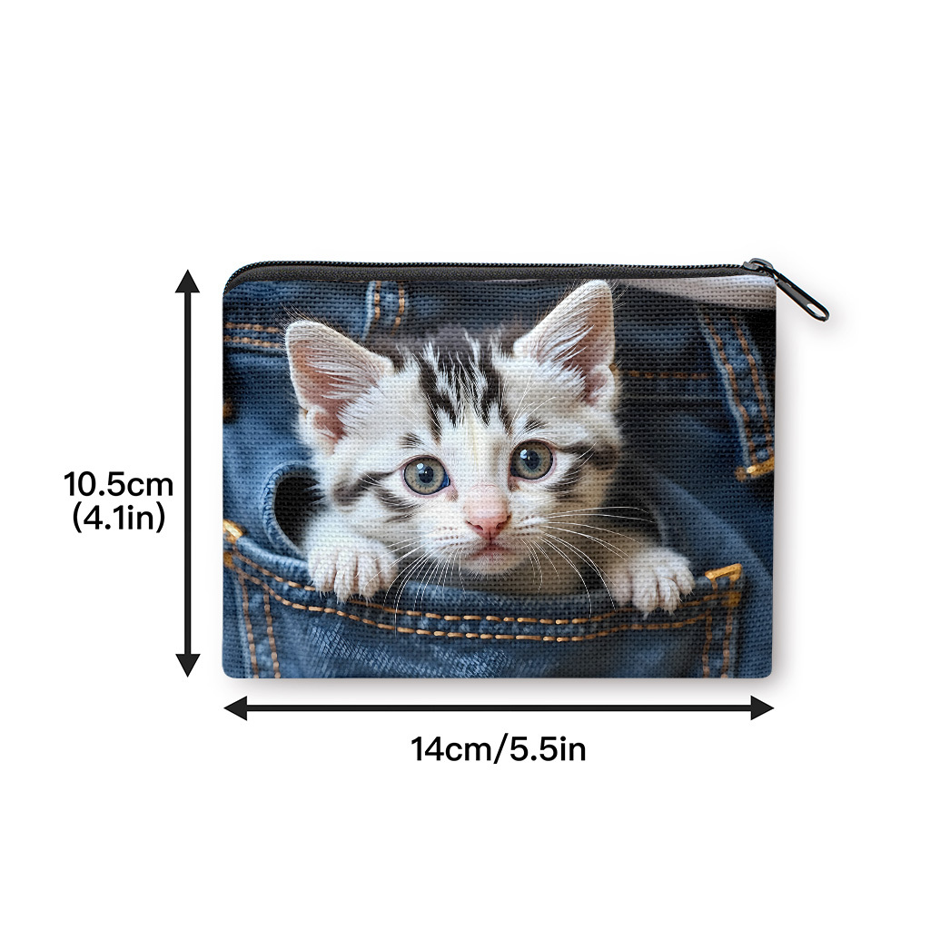 TEMU 【商品名】コインパース、可愛い子猫のポケットコインケース、開閉、小型ポータブルヤホンコイン収納バッグ、便利なカードホルダー、軽量、女性と男性へのギフト