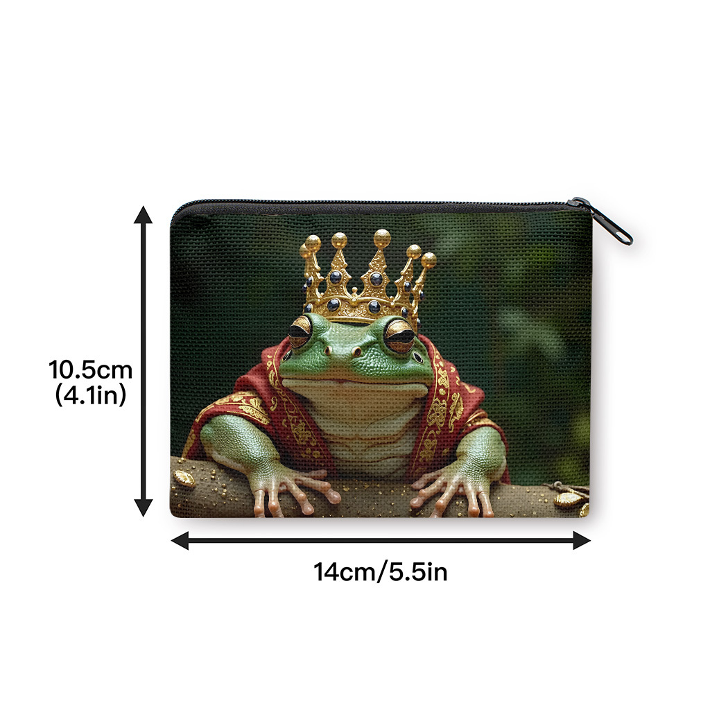 TEMU Coin Purse With Crown & Frog - Zipper Closure Portable Wallet Suitable For , Compact Card Holder & Coin Storage Bag, Lightweight Gift For Keys,