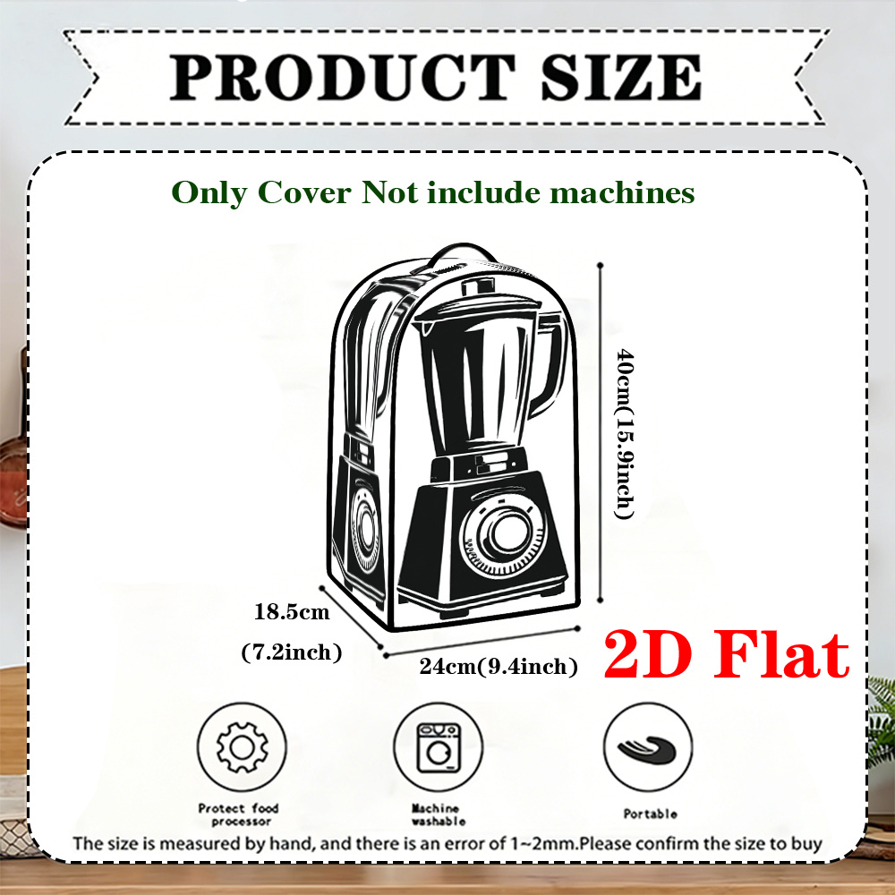 TEMU A 2d Flat Design Featuring A Black And White Blender Illustration, This Kitchen Appliance Dust Cover Comes With A Top Handle And Is Foldable. It