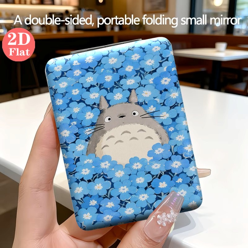 TEMU [2D/Flat] 1 pz Specchio Totoro Circondato da , Specchio Pieghevole Portatile, per Uso , Vacanze, Compleanni, Natale, Capodanno, Ringraziamento,