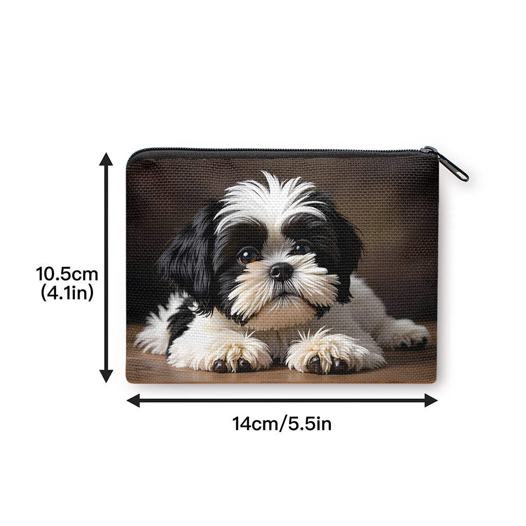 TEMU Coin Purse, Adorable Puppy Lying Down Coin Purse, Zipper Closure, Small Portable Key Earphone Storage Bag, Handy Card Holder, Lightweight, Gift
