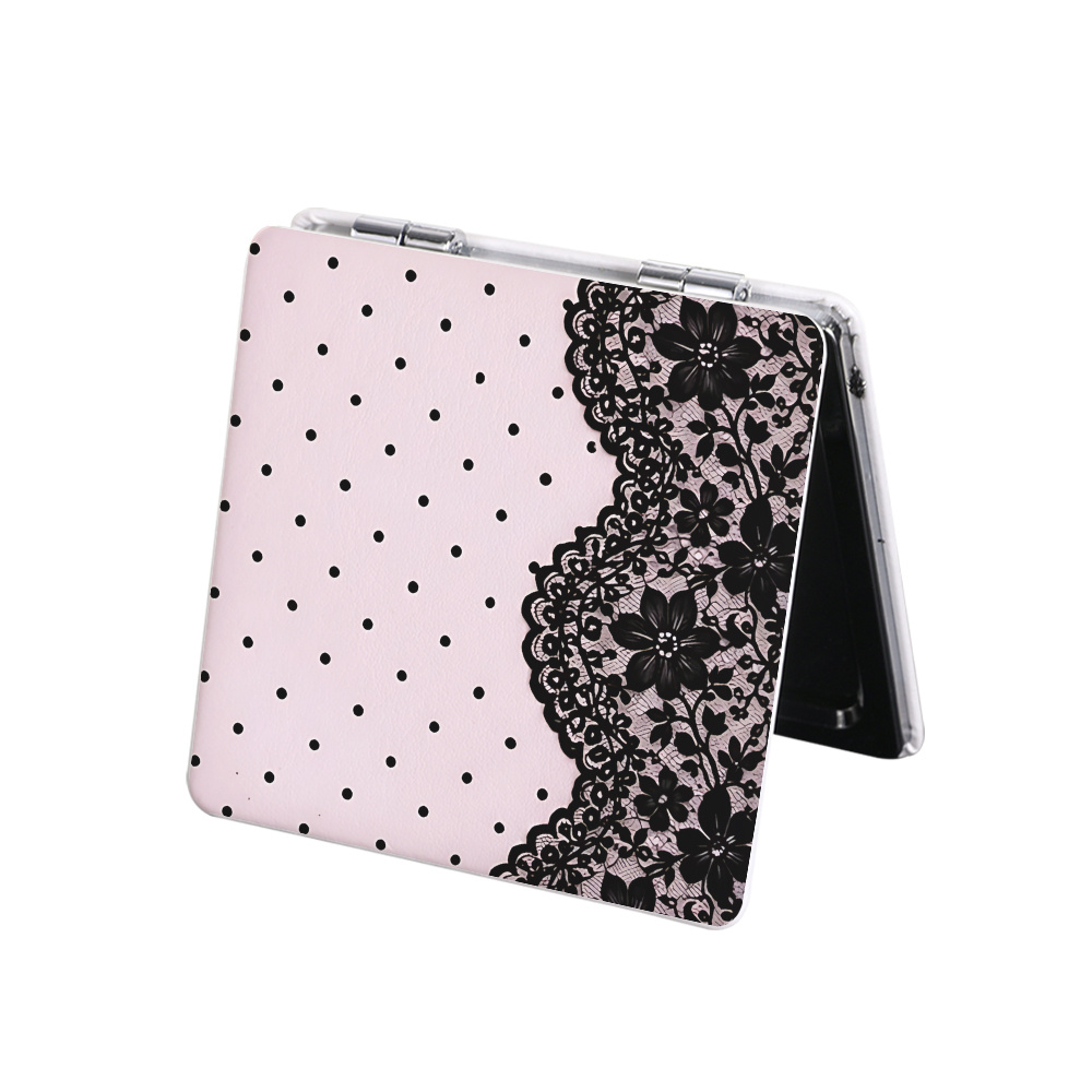 TEMU 1 specchietto compatta elegante a e pizzo, specchietto da trucco pieghevole tascabile per borsetta, viaggio e uso , specchietto portatile con