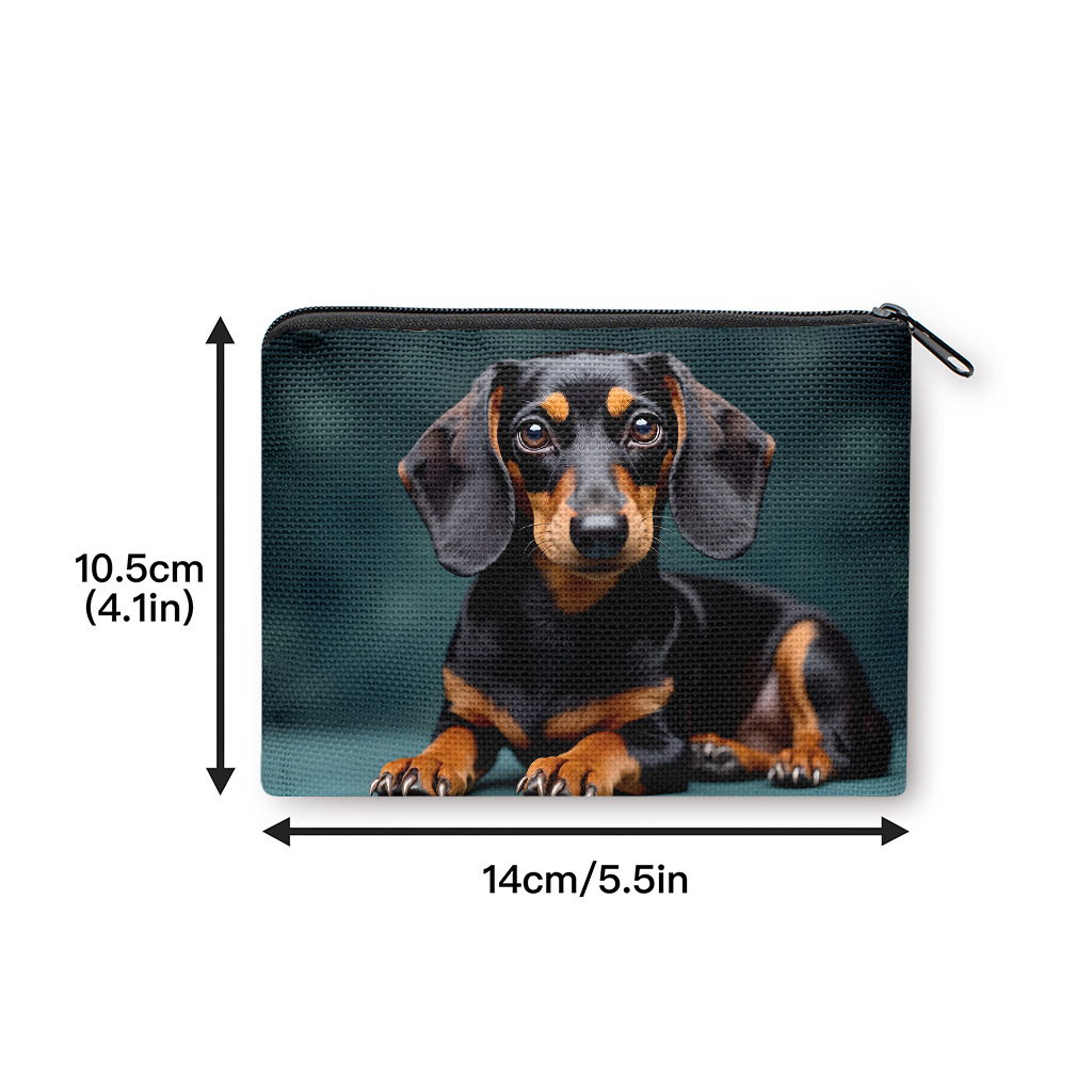 TEMU Coin Purse 1pc, Adorable Dachshund Lying Down Coin Purse, Zipper Closure, Small Portable Key Earphone Storage Bag, Handy Card Holder,