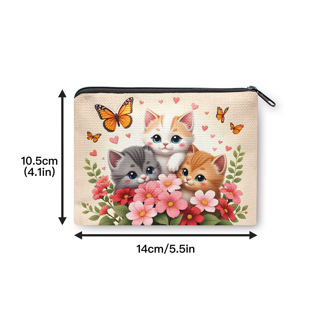 TEMU Portamonete Portafoglio con Tre e a , Porta Carte con Chiusura a Cerniera e Scomparto per Chiavi/Auricolari, Portatile Regalo, da Viaggio