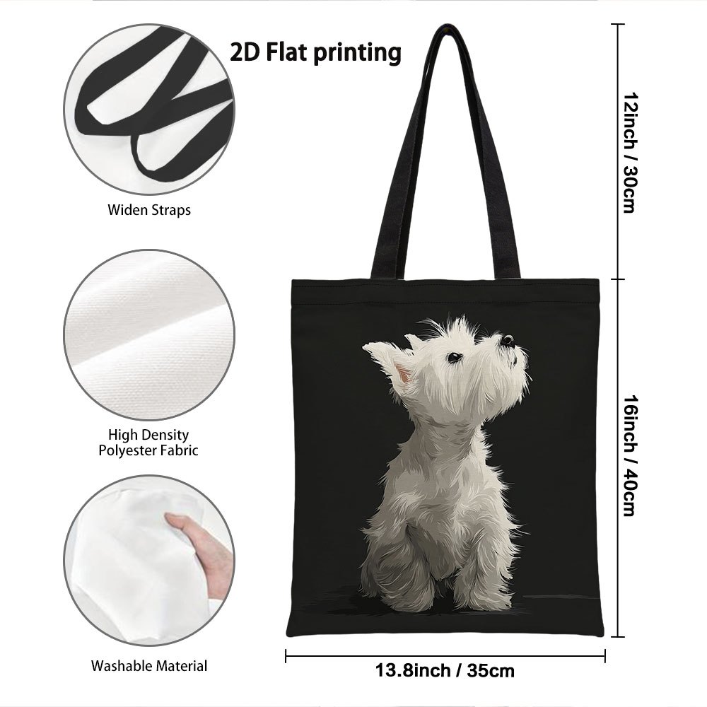 TEMU 1pc, 2d Flat Double-sided Print Design. Reusable Grocery Bags, Trendy Oversized Tote Bag - Illustration Pattern, Lightweight Spacious Durable
