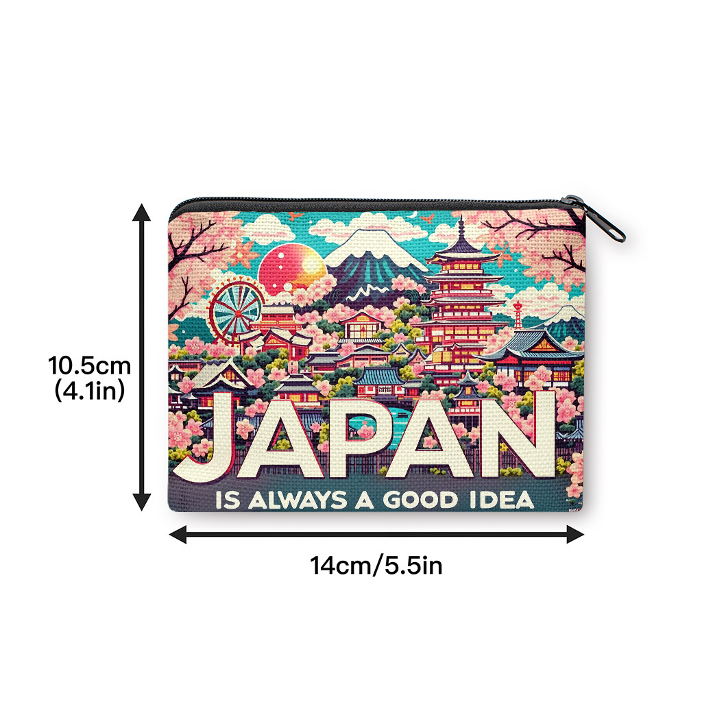 TEMU 【商品名】コインパース、日系風景コインケース、開閉、小型ポータブルキーホルダーイヤホンコイン収納バッグ、便利なカードホルダー、軽量、女性と男性へのギフト