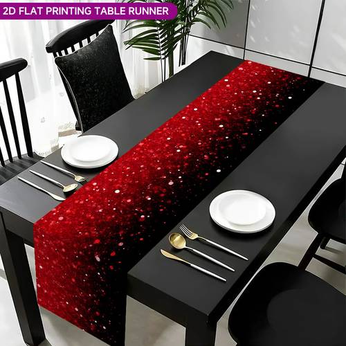1pc red glitter table runner suitable for dining table decoration glitter table cover with rectangular polyester runner for indoor outdoor party decor festive table setting for home