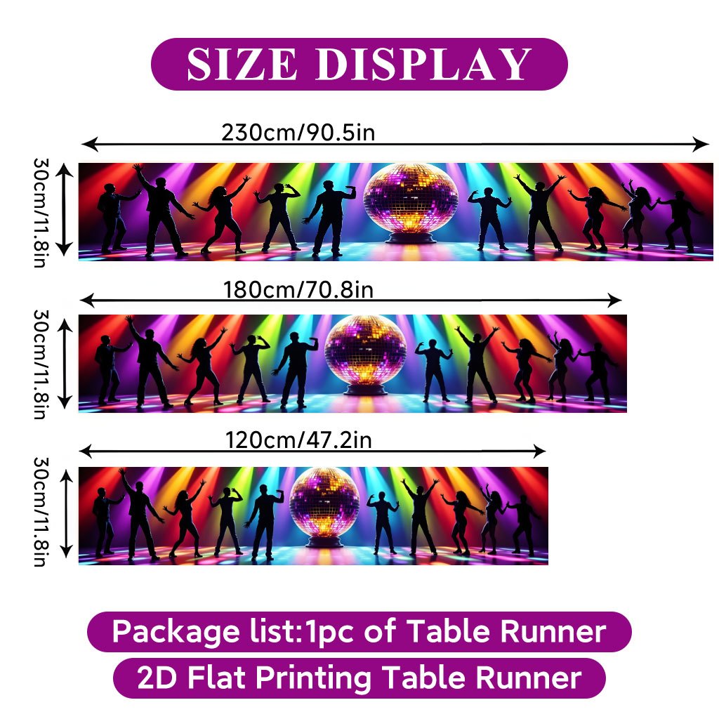 TEMU Chemin de table plat 2D à imprimé 1pc, danseurs profitant d' vibrant, couvre-table rectangulaire fabriqué en polyester, décoration de table de